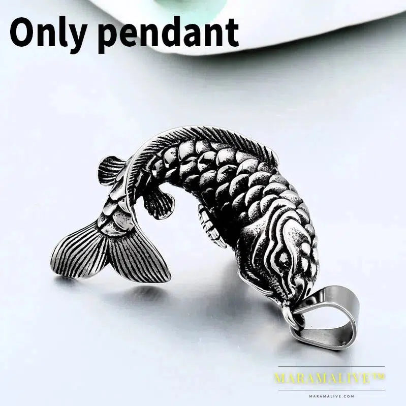 Stainless Steel Koi Fish Pendant Men Goldfish Necklace Pendant Ocean High-quality jewelry