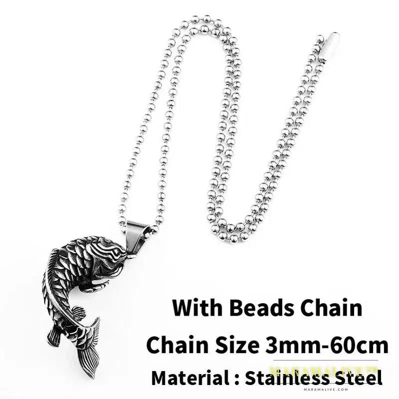 Stainless Steel Koi Fish Pendant Men Goldfish Necklace Pendant Ocean High-quality jewelry