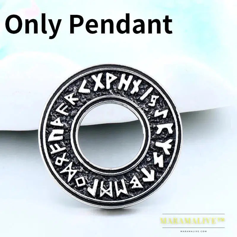 Stainless Steel Nordic Amulet Necklace Round Pendant Viking Rune Pirate Men's Pendant High Quality Jewelry