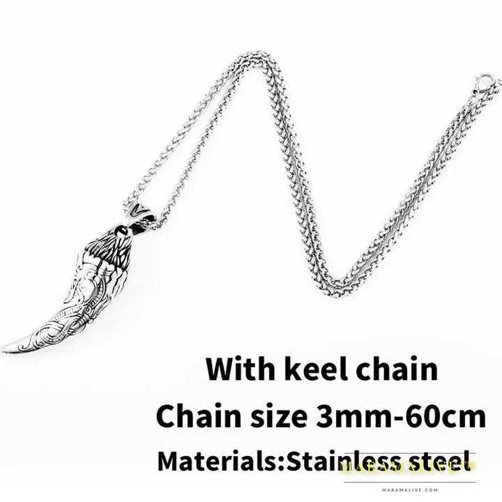 Stainless Steel Norse Viking Dragon Pendant Necklace Thor's Hammer Mjolnir Scandinavian Amulet Men Jewelry