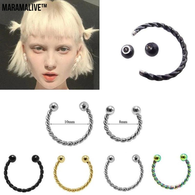 Stainless Steel Nose Ring Twist Horseshoe Rod Nasal Splint Simple Human Body Piercing Accessories