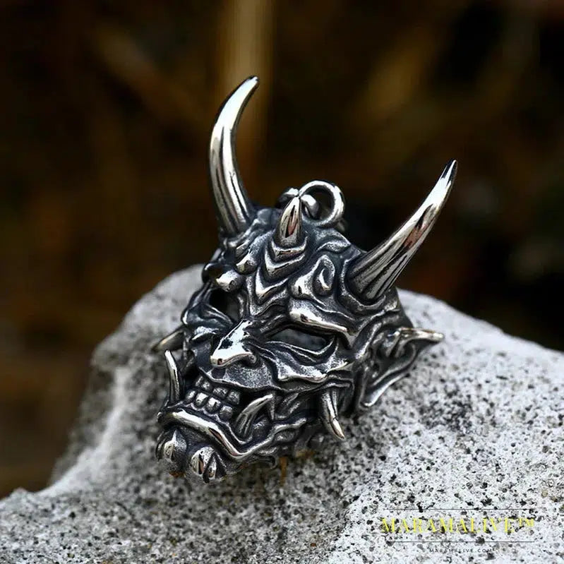 Stainless Steel Prajna Evil Dragon Head Men Pendant Necklace Punk Animal High Quality Jewelry