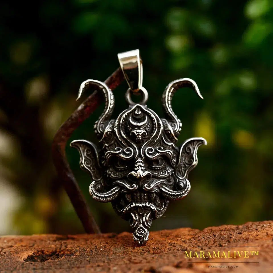 Stainless Steel Prajna Evil Dragon Head Men Pendant Necklace Punk Animal High Quality Jewelry