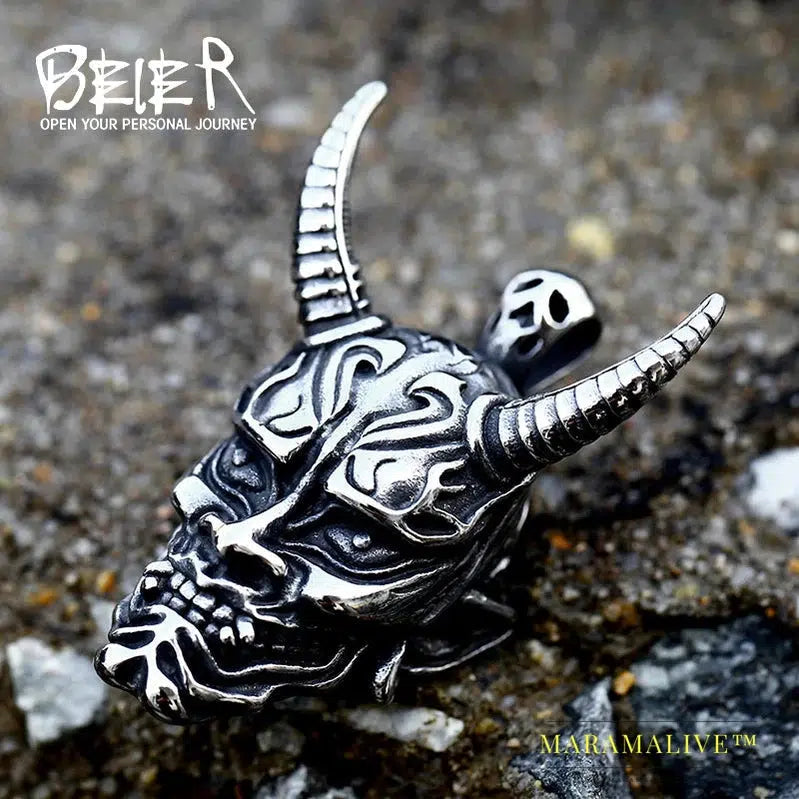 Stainless Steel Prajna Evil Dragon Head Men Pendant Necklace Punk Animal High Quality Jewelry