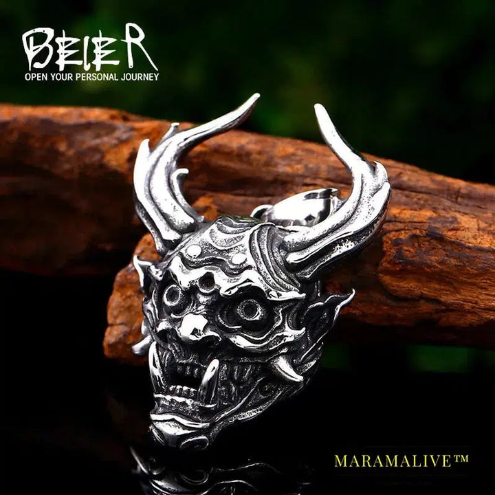 Stainless Steel Prajna Evil Dragon Head Men Pendant Necklace Punk Animal High Quality Jewelry