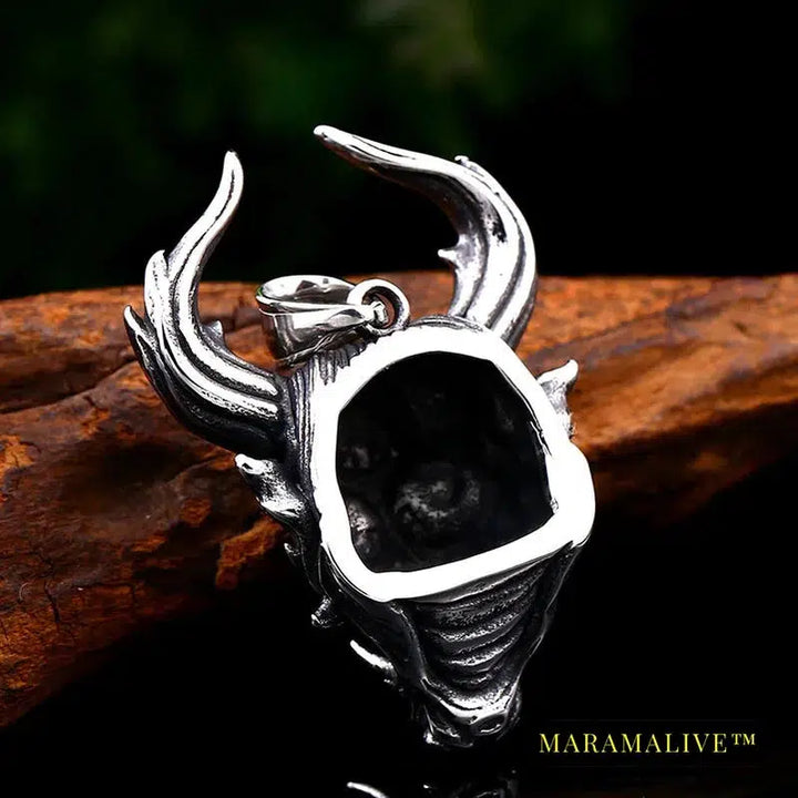 Stainless Steel Prajna Evil Dragon Head Men Pendant Necklace Punk Animal High Quality Jewelry