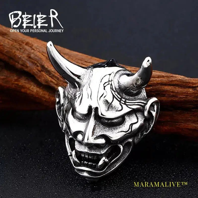 Stainless Steel Prajna Evil Dragon Head Men Pendant Necklace Punk Animal High Quality Jewelry