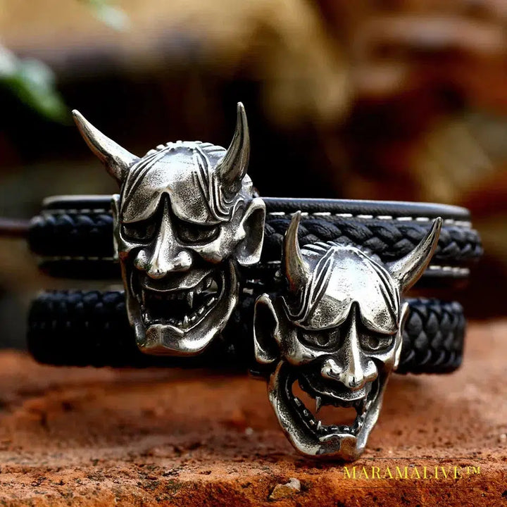 Stainless Steel Punk Triple Skull Leather Men's Bangle Rock Biker High Quality Jewelry Gift