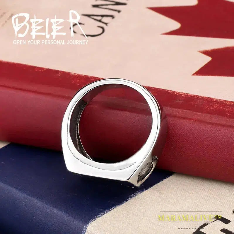 Stainless Steel Ring High Polish Man's Fashion Jewelry A Playing Card Ring