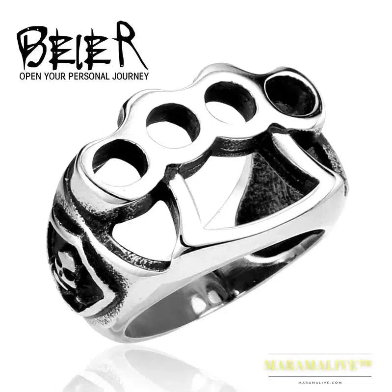 Stainless Steel Ring High Polish Top Quality Fashion Jewelry Fist Skull Punk Men Ring LLBR8-027R