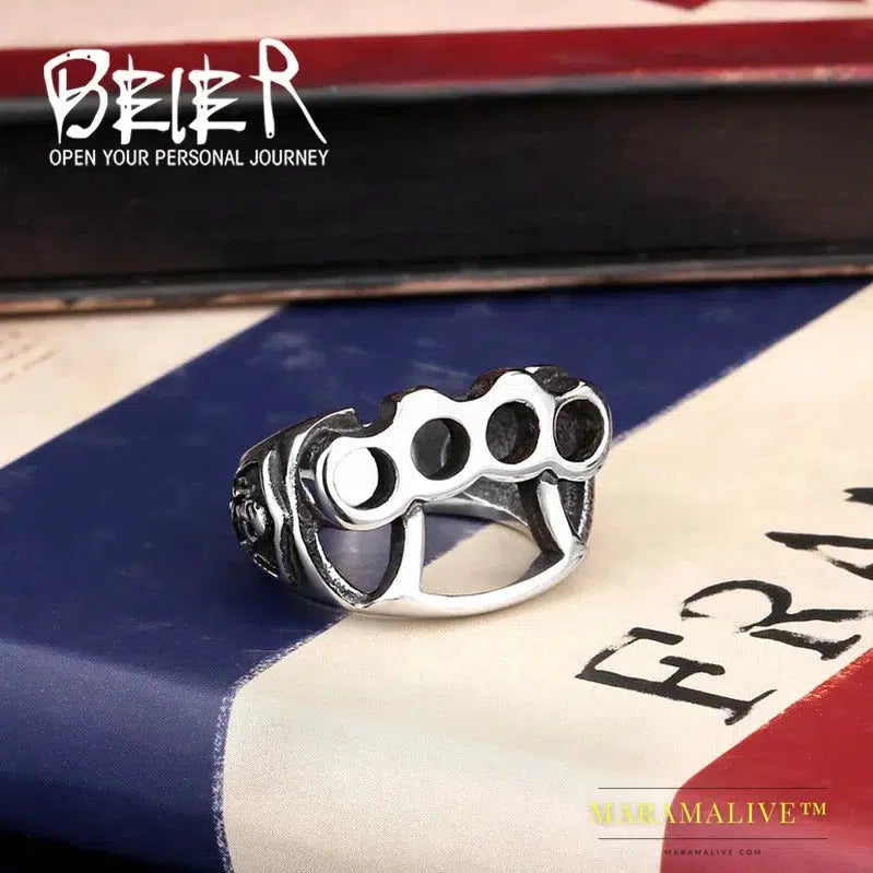 Stainless Steel Ring High Polish Top Quality Fashion Jewelry Fist Skull Punk Men Ring LLBR8-027R