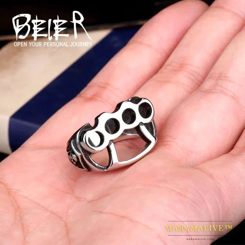 Stainless Steel Ring High Polish Top Quality Fashion Jewelry Fist Skull Punk Men Ring LLBR8-027R