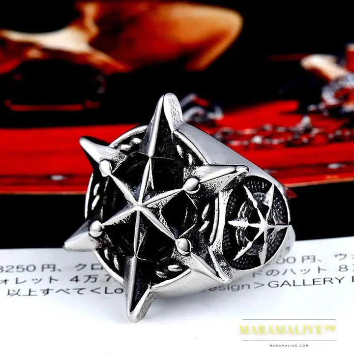 Stainless Steel Star Of David Men's Ring Jewelry