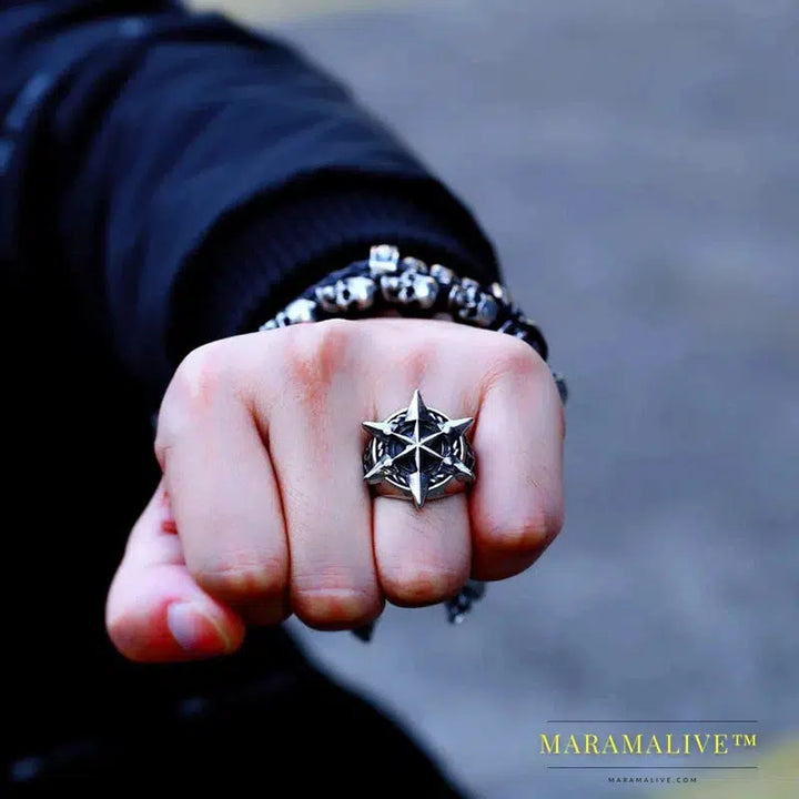 Stainless Steel Star Of David Men's Ring Jewelry