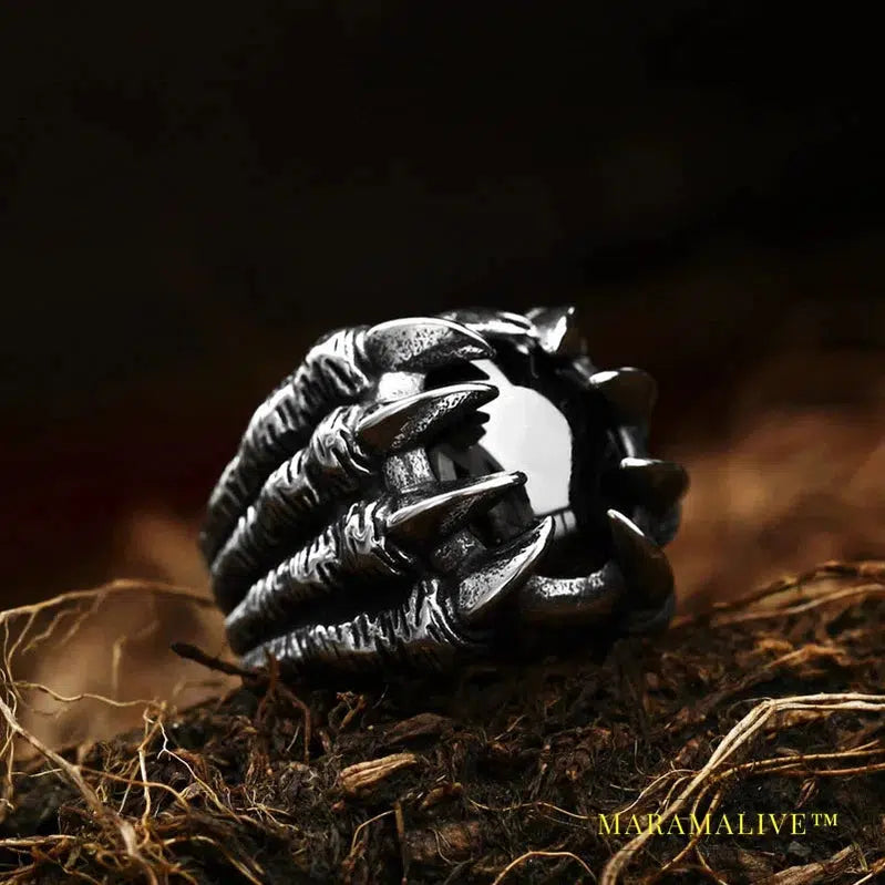 Stainless Steel VIKING Colorful Stone Trend Men's Ring Double-Sided Axe High Quality Jewelry