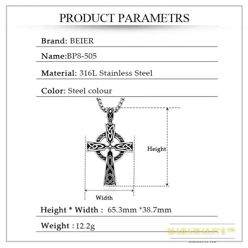 Stainless Steel Valknut Celtic Cross Pendant Men Fashion Viking Titanium Steel Jewelry