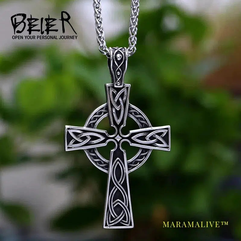 Stainless Steel Valknut Celtic Cross Pendant Men Fashion Viking Titanium Steel Jewelry