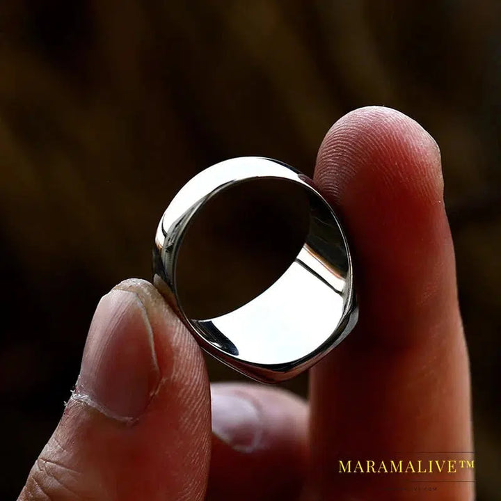 Stainless Steel Viking High Quality High Polished Mirror Ring Signet Solid Fashion Jewelry For Men