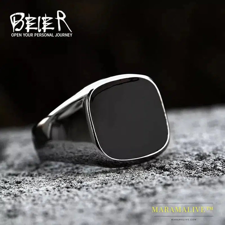 Stainless Steel Viking High Quality High Polished Mirror Ring Signet Solid Fashion Jewelry For Men