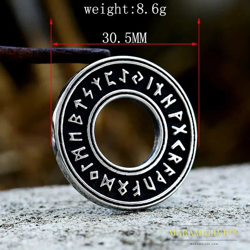 Stainless Steel Viking Icelandic Vegvisir Helmet Horror In Runic Circle Pendant Magical Staves Men Rune Amulet