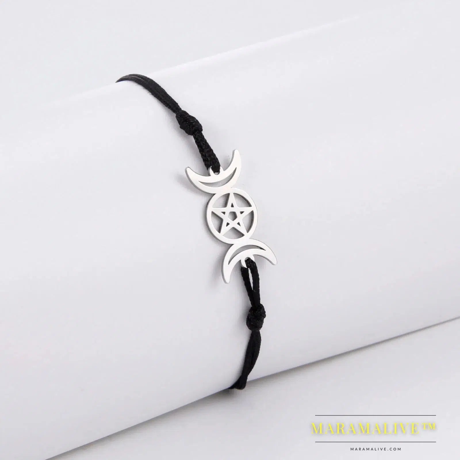 Stainless Steel Witch Knot Bracelet for Women Adjustable Cross Moon Star Lucky Red Rope String Bracelets Jewelry