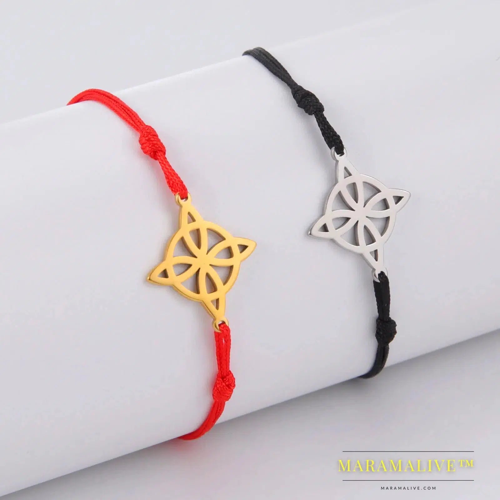 Stainless Steel Witch Knot Bracelet for Women Adjustable Cross Moon Star Lucky Red Rope String Bracelets Jewelry