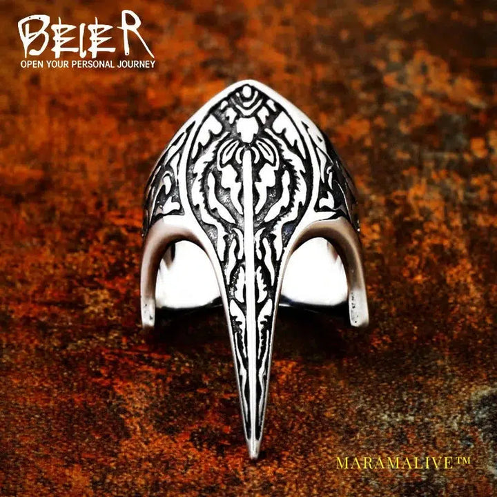 Stainless Steel ring Nordic Viking Amulet bird head Pagan Odin rune scandinavian fashion Men Jewelry