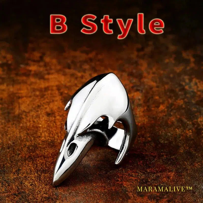 Stainless Steel ring Nordic Viking Amulet bird head Pagan Odin rune scandinavian fashion Men Jewelry