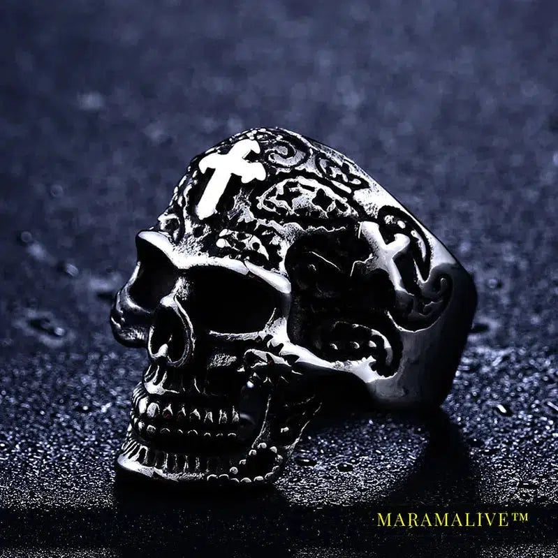 Stainless Steel ring high quality fashion biker skull ring personality men Vintage jewelry