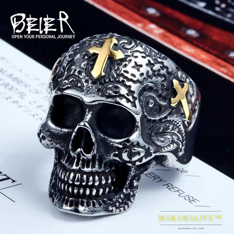 Stainless Steel ring high quality fashion biker skull ring personality men Vintage jewelry