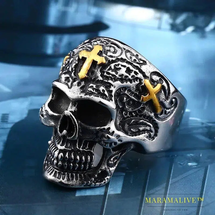 Stainless Steel ring high quality fashion biker skull ring personality men Vintage jewelry