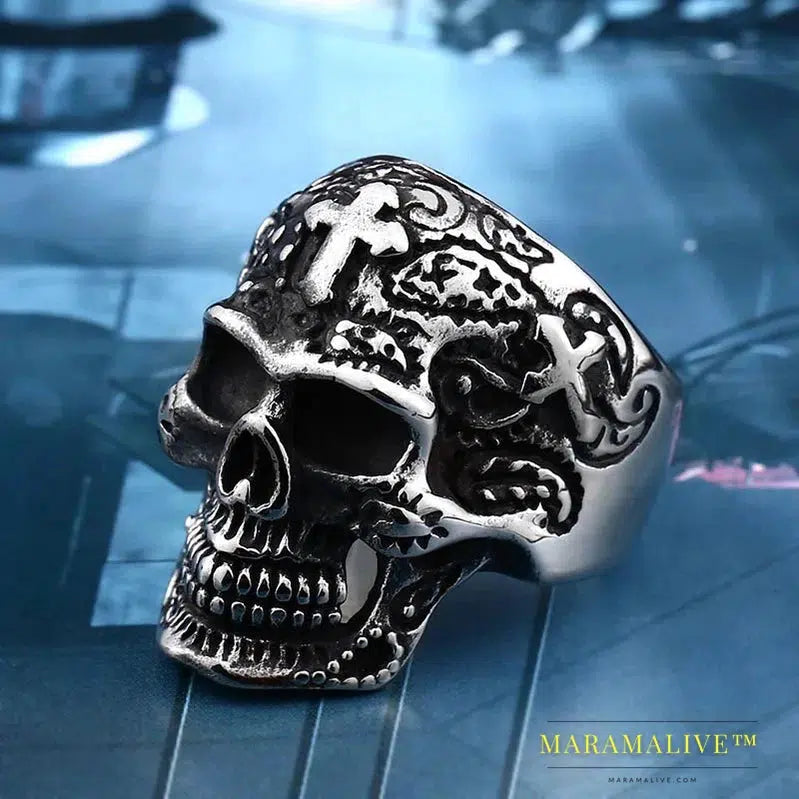 Stainless Steel ring high quality fashion biker skull ring personality men Vintage jewelry