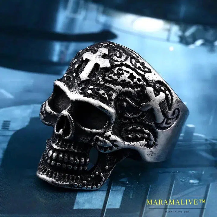 Stainless Steel ring high quality fashion biker skull ring personality men Vintage jewelry