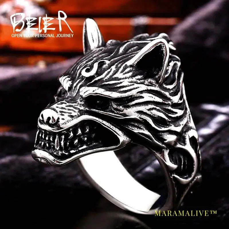 Stainless Steel ring top quality House Stark of Winterfell Direwolf viking Wolf Ring