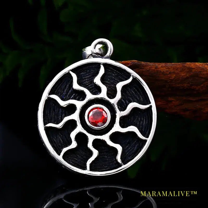 Stainless steel Sun pendant necklace with red store unique style for man jewelry gift