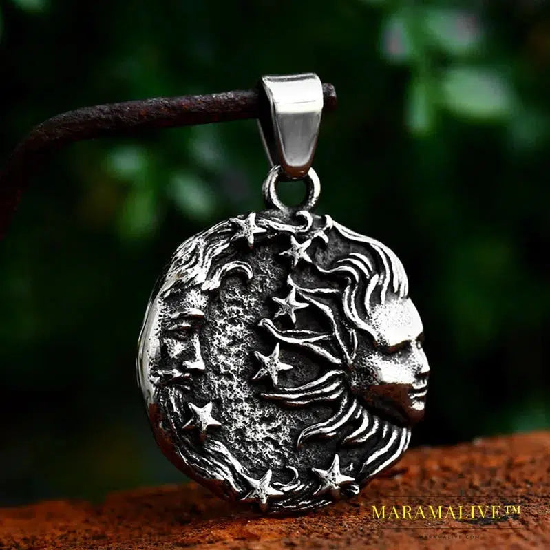 Stainless steel Sun pendant necklace with red store unique style for man jewelry gift