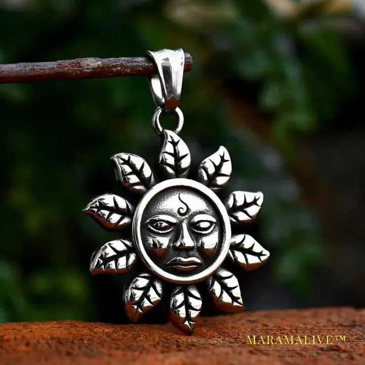 Stainless steel Sun pendant necklace with red store unique style for man jewelry gift