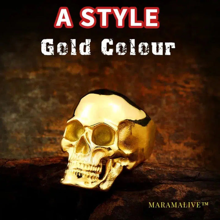 Stainless steel punk Gold Color skull soul leader can be moved three style Ring men Party fashion Retro jewelry