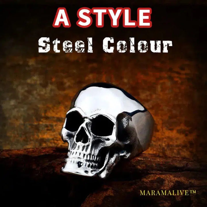 Stainless steel punk Gold Color skull soul leader can be moved three style Ring men Party fashion Retro jewelry