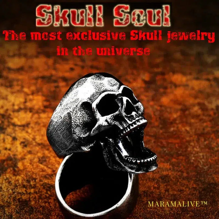 Stainless steel punk Gold Color skull soul leader can be moved three style Ring men Party fashion Retro jewelry