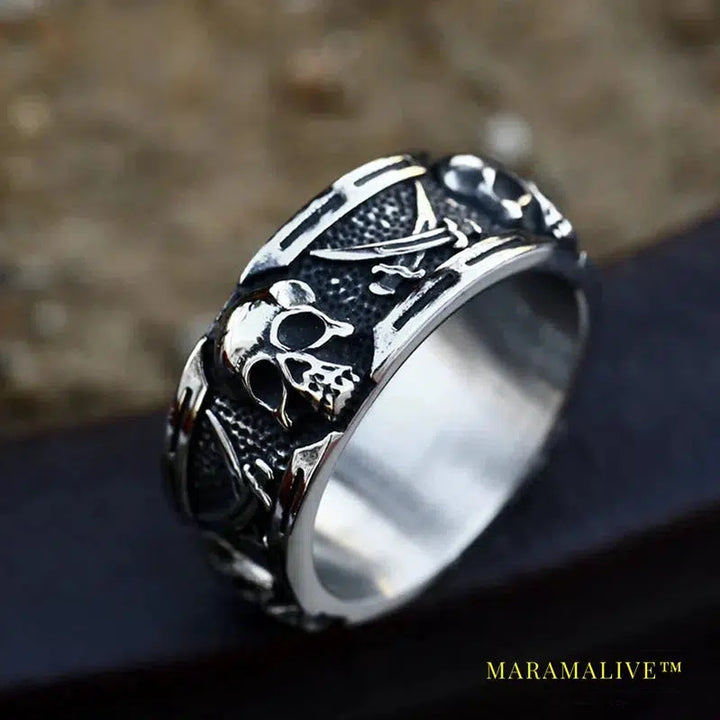 Stainless steel punk party classic skull fashion jewelry biker Skull wrap men's ring