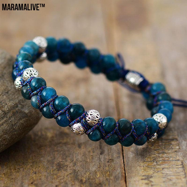 Steampunk 6Mm Apatite Braided Bracelet