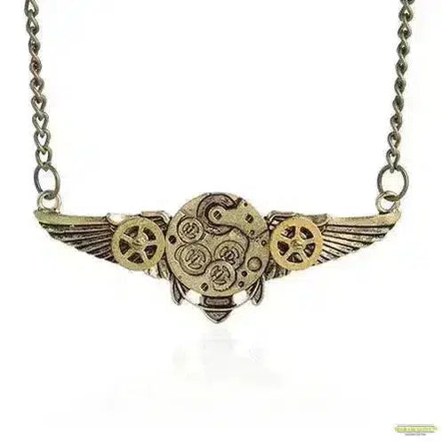 Steampunk Antique Angel Wings Gears Pendant Long Chain Statement Necklace New Arrival