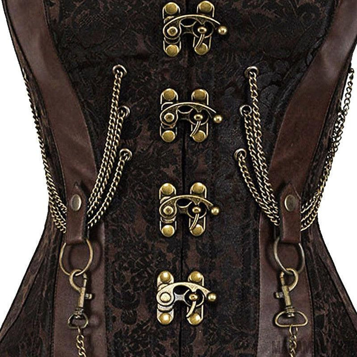 Steampunk Chain Front Shapewear Vest - Retro Gothic Chain Corset