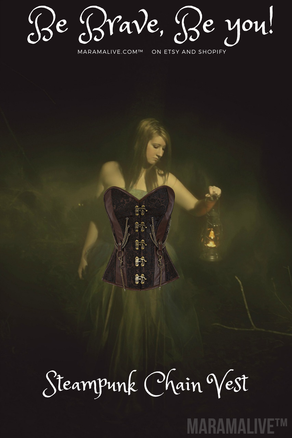 Steampunk Chain Front Shapewear Vest - Retro Gothic Chain Corset