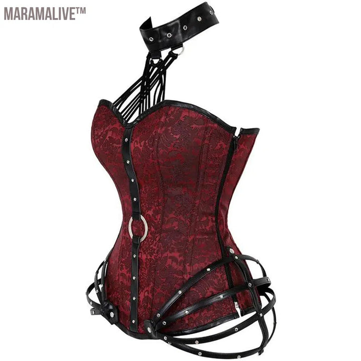 Steampunk Corset Gothic Steel Boned Zipper Overbust Bustier Steel Boned Women Slimming Body Tops Plus Size Sexy Halter Corsets