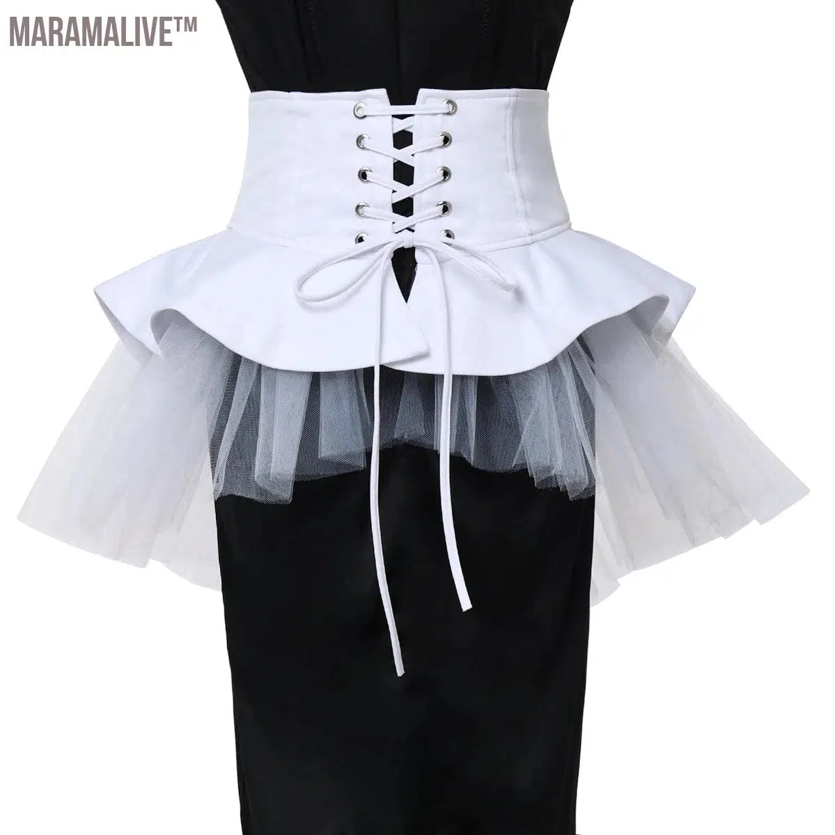 Steampunk Corset Overskirt Gothic Punk Skirt Women Halloween Party Carnival Cocktail Tulle Skirts