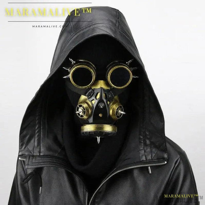 Steampunk Gas Mask with Goggles - Cosplay Glasses and Face Costume