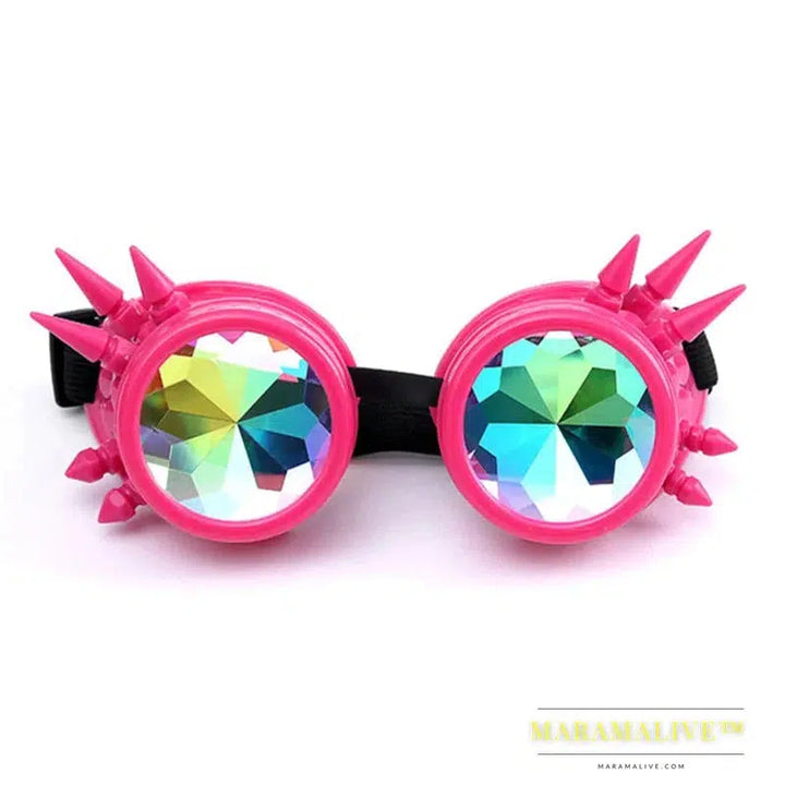 Steampunk Goggles Sunglasses Men Women Kaleidoscope Glasses Rave Festival Holographic Glasses Retro Party Cosplay Goggle Eyewear