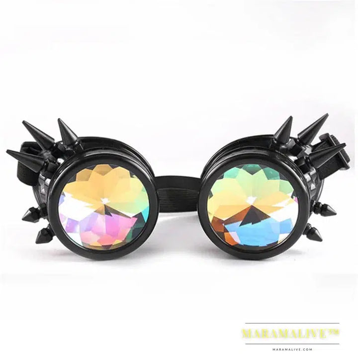 Steampunk Goggles Sunglasses Men Women Kaleidoscope Glasses Rave Festival Holographic Glasses Retro Party Cosplay Goggle Eyewear